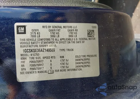 2010 Chevrolet Silverado 1500 Lt from USA, damaged, VIN 1GCSKSE36AZ149589